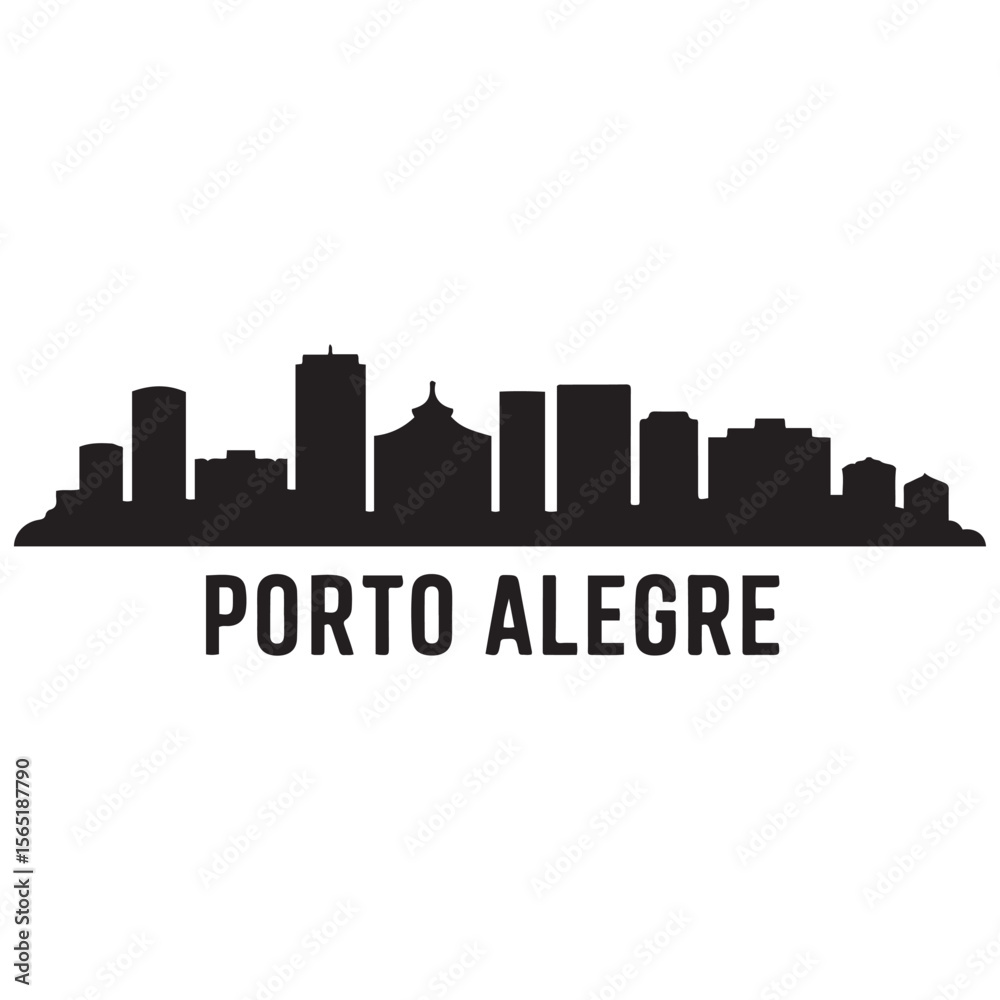 Naklejka premium Porto Alegre skyline horizontal banner. Porto Alegre, Brazil. Vector template for your design. Vector black silhouette. with white background