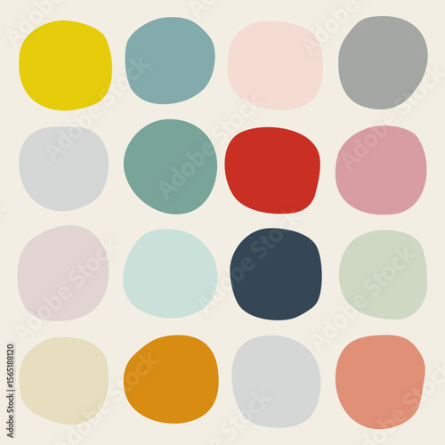abstract organic blob shapes with subtle distortions. vector elements. European style pastel colors. vintage tone.
