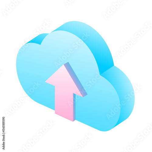 Cloud computing upload download arrow icons symbolize data transfer and network connection