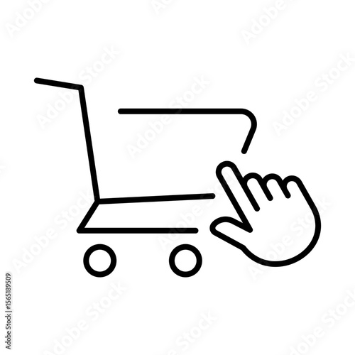 Shopping cart with mouse cursor click icon