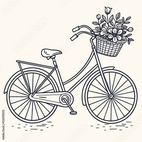 Elegant Line Art Vector Illustration of a Traditional Bicycle