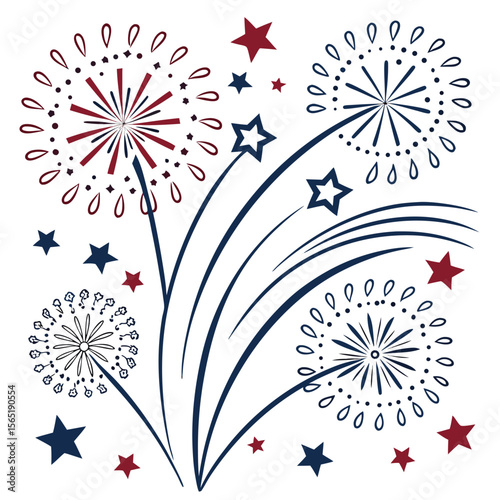 Fireworks themed vector background design with numerous fireworks displays