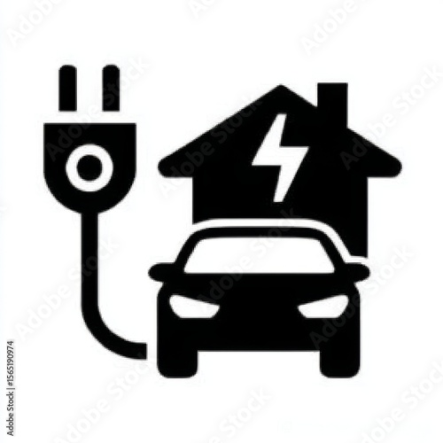 Icon for electric vehicle charging at home, featuring Ev charging point station in Modern illustration