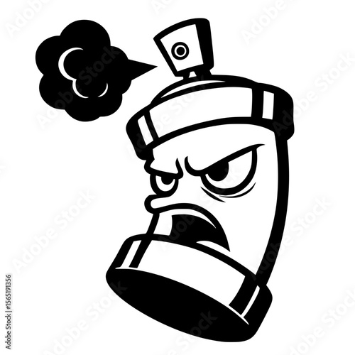 Cartoon angry graffiti spray can character illustration
