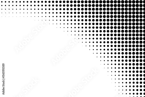 Black Halftone Dots Fading into White Corner
