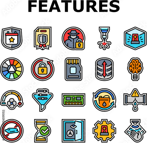 additional features product icons set vector