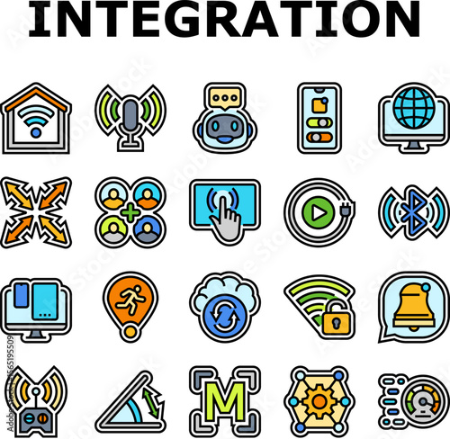 integration compatibility product icons set vector