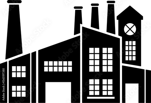 Icon illustration of an industrial building factory