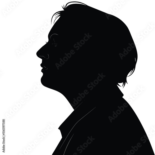 Black Silhouette Profile of a Persons Head and Shoulders