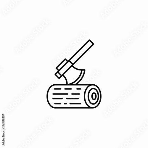 axe cutting wood icon sign vector