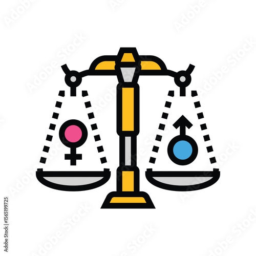 scales balanced male female symbols color icon vector illustration