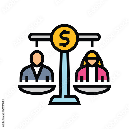 equal pay color icon vector illustration