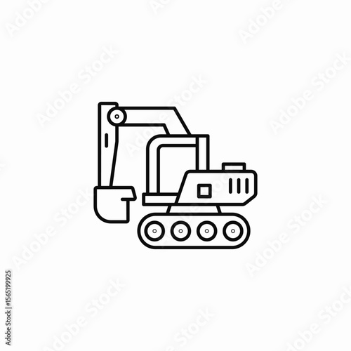 hydraulic excavator machine icon sign vector