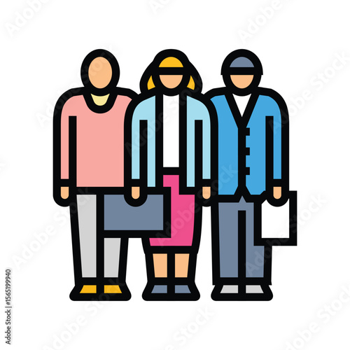diverse team color icon vector illustration