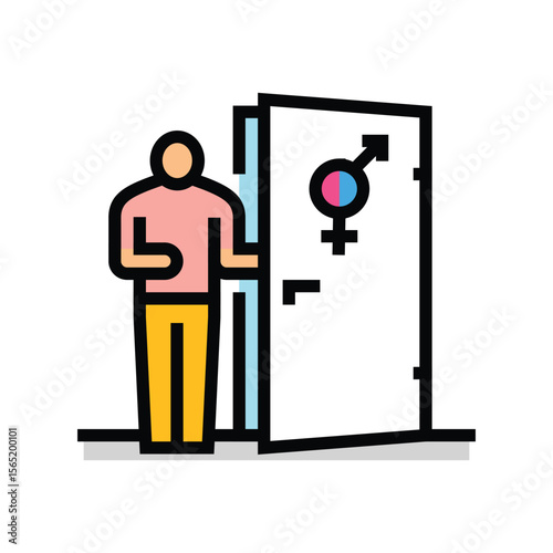 person choosing from inclusive restroom color icon vector illustration