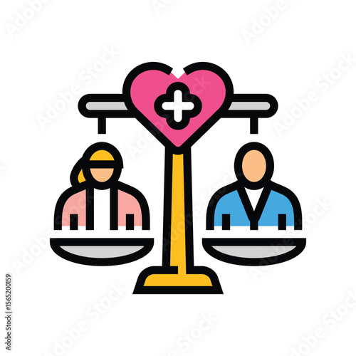 equal access healthcare color icon vector illustration