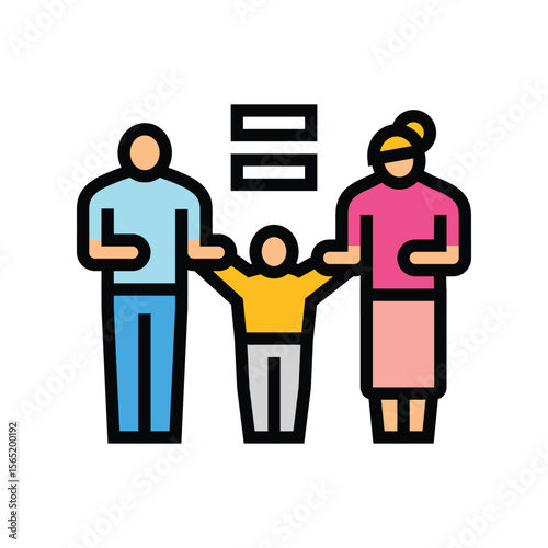 mother father equal parenting color icon vector illustration