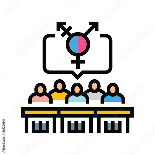 inclusive classroom setting color icon vector illustration