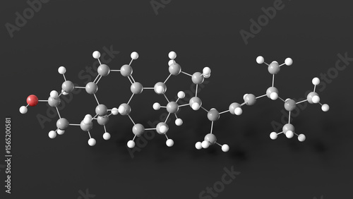 ergosterol molecule 3d, molecular structure, ball and stick model, structural chemical formula provitamin d2