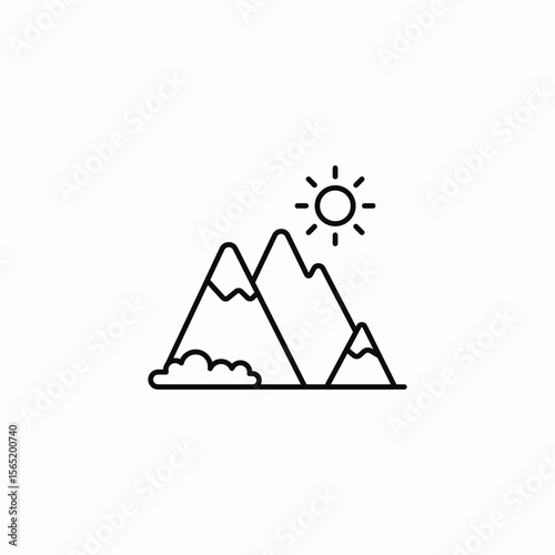 sunny mountain landscape icon sign vector