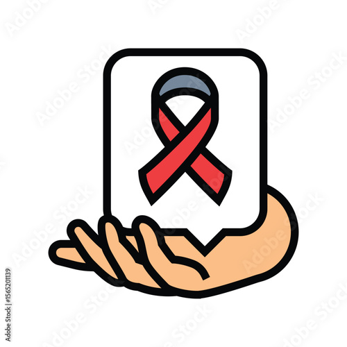 hiv awareness color icon vector illustration