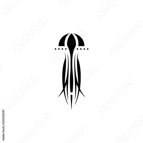 Silhouette pictogram of a jellyfish showcasing elegant design with distinct tentacles and bell structure