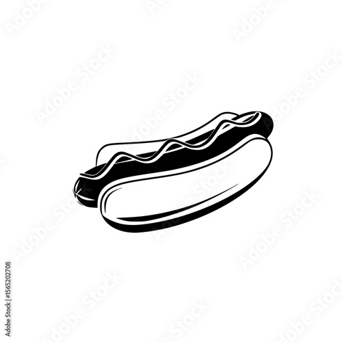 Silhouette pictogram of a hot dog reflecting common street food choice at various casual gatherings or outdoor events