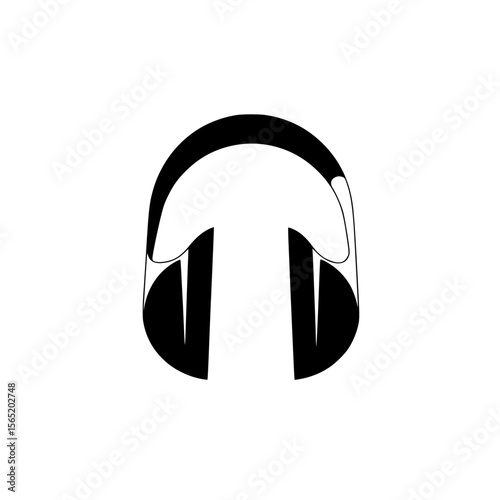 Silhouette pictogram of headphones representing audio technology and music enjoyment in contemporary design