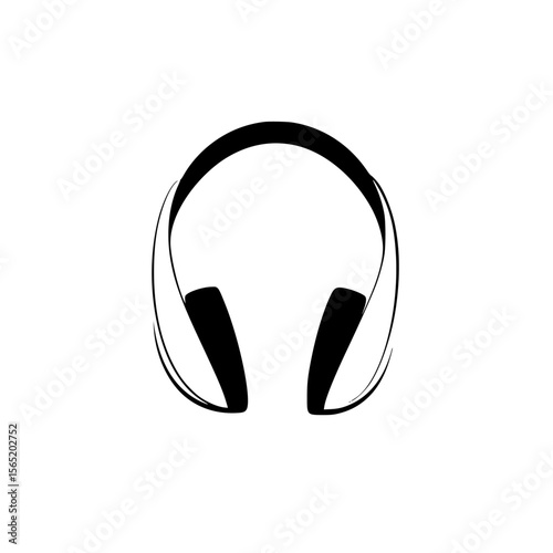 Vector icons set featuring silhouette pictograms of headphones representing audio and music activities