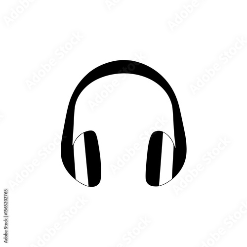 Silhouette pictogram of headphones showcasing modern music listening device design for audio enjoyment in a minimalist style