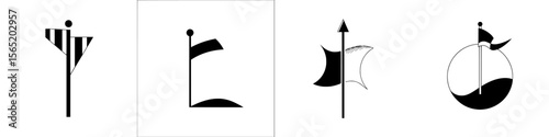 Silhouette pictograms of various flags and markers designed for clear visual communication in diverse settings