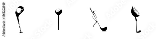Silhouette pictogram collection of various golf clubs for sports enthusiasts and graphic design projects