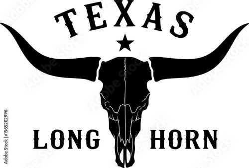 Iconic texas longhorn skull emblem with bold typography and a star symbolizing western heritage and rugged independence