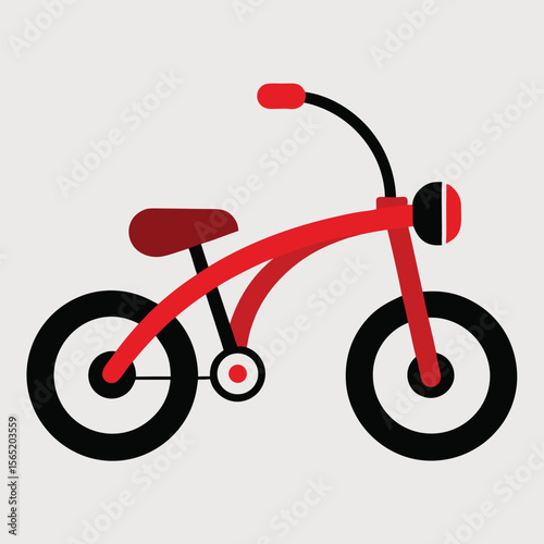 Bright red children s tricycle silhouette isolated on white background