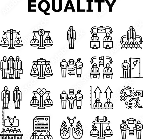 gender equality empowerment icons set vector