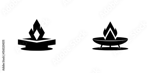 Various silhouettes depicting campfire icons suitable for outdoor activities and gatherings