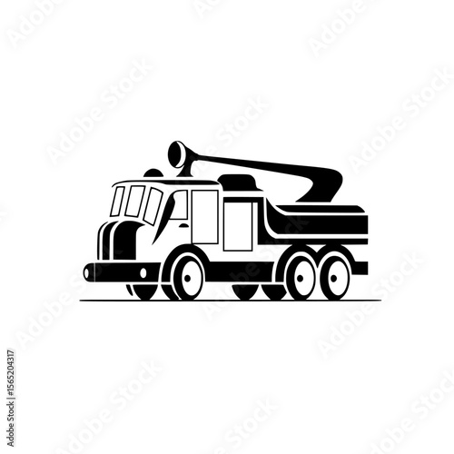 Fire truck silhouette pictogram representing emergency response activities in urban environments