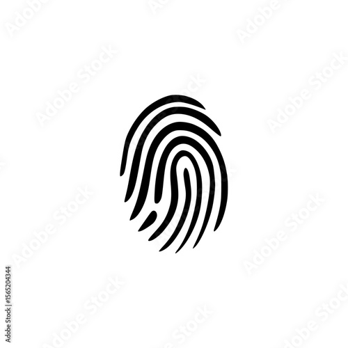 Detailed silhouette pictogram of a fingerprint design suitable for various applications and usages in digital security or personal identification