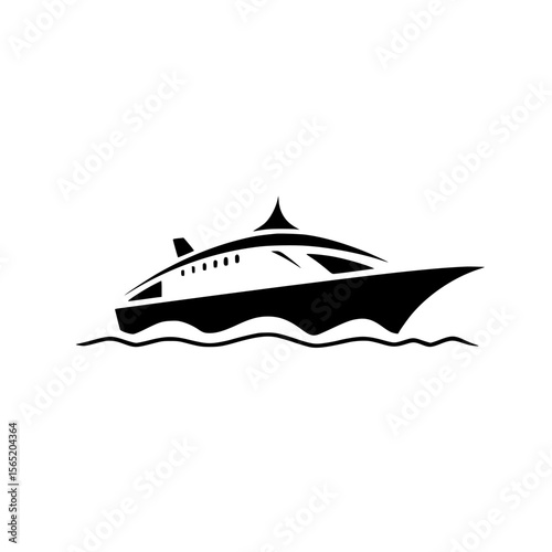 Silhouette pictogram of a yacht sailing on calm waters, illustrating leisure and luxury maritime activity