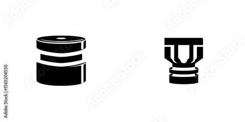Silhouette pictogram vector icons set showcasing various cylindrical and container designs for design and communication