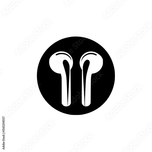 Silhouette pictogram of earphones in a circular design suitable for various graphic applications