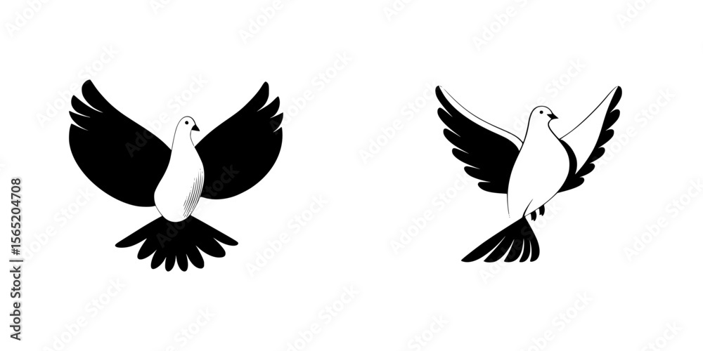 Obraz premium Stylized silhouette pictograms of flying birds showcasing artistic representations suitable for various design projects