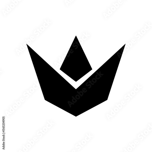 Silhouette pictogram of a crown shape representing authority and royalty in minimalist design for various applications and industries