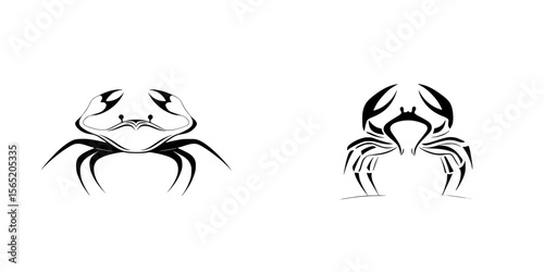 Vector silhouettes of crab pictograms designed for creative and educational purposes showcasing detailed outlines