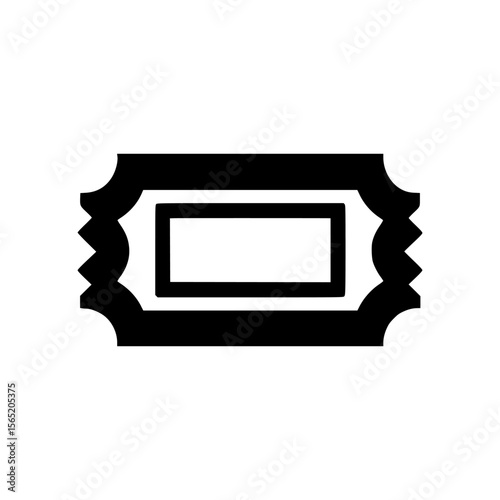 Silhouette pictogram of a ticket icon representing entertainment or event access in a minimalist design for various applications