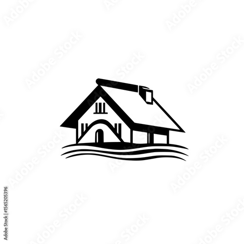 Silhouette pictogram of a house design suitable for various applications and contexts in isolated vector format