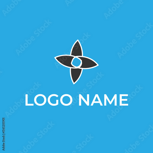 Abstract geometric logo design with four petals and a central circle