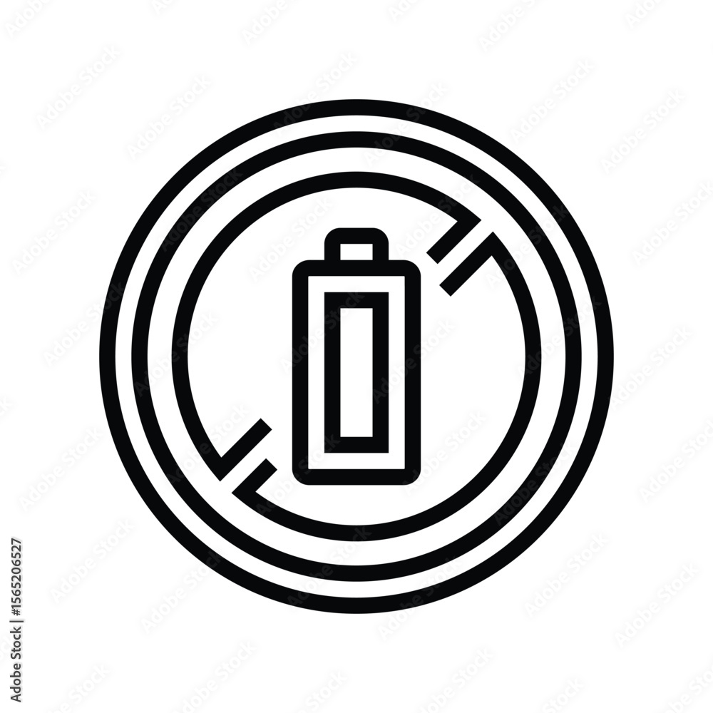 Fototapeta premium battery not included line icon vector illustration