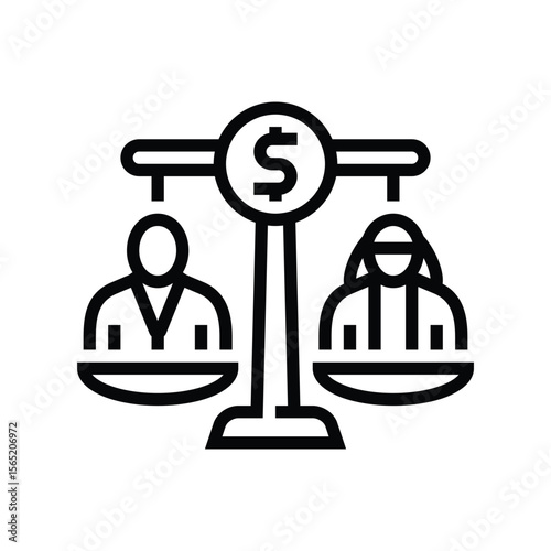 equal pay line icon vector illustration