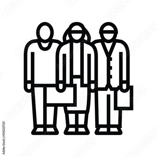 diverse team line icon vector illustration